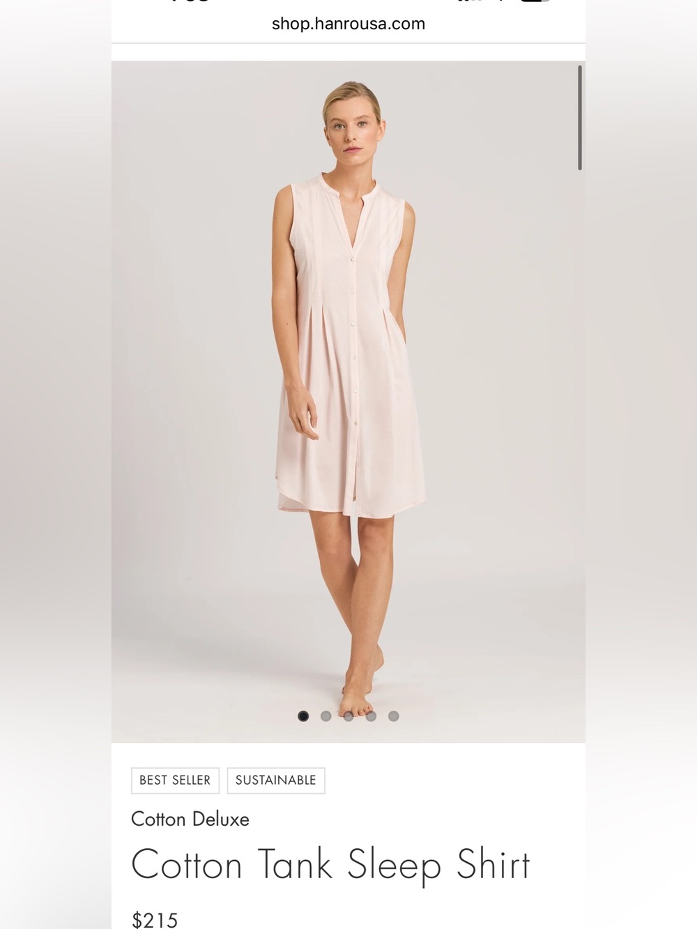 HANRO of Switzerland Cotton Tank Sleep Shirt | NWOT | Crystal Pink | Large - Picture 11 of 11